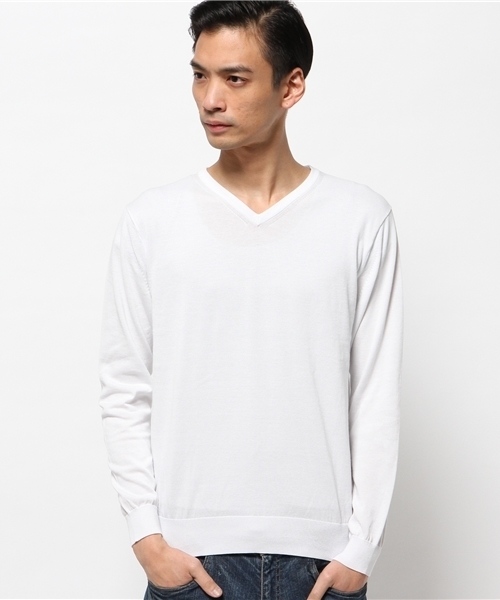 EDIFICE（エディフィス）の「◇16GG Vネックニット（ニット/セーター・メンズ・ネイビー/ホワイト/グリーン/イエロー・46/44/48）」の13枚目の写真