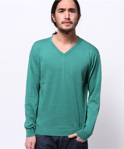 EDIFICE（エディフィス）の「◇16GG Vネックニット（ニット/セーター・メンズ・ネイビー/ホワイト/グリーン/イエロー・46/44/48）」の14枚目の写真