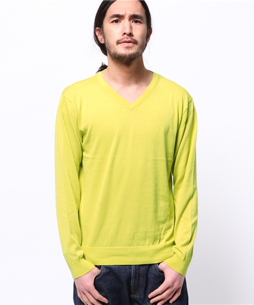 EDIFICE（エディフィス）の「◇16GG Vネックニット（ニット/セーター・メンズ・ネイビー/ホワイト/グリーン/イエロー・46/44/48）」の15枚目の写真