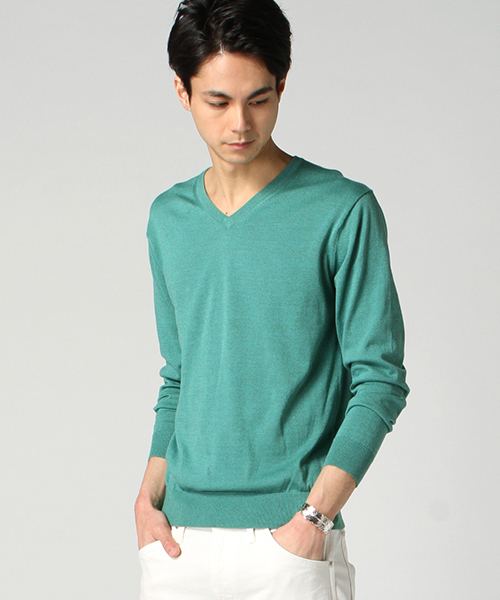 EDIFICE（エディフィス）の「◇16GG Vネックニット（ニット/セーター・メンズ・ネイビー/ホワイト/グリーン/イエロー・46/44/48）」の16枚目の写真