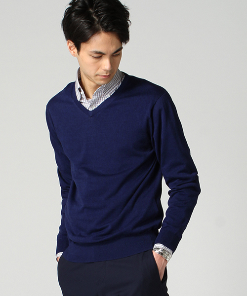 EDIFICE（エディフィス）の「◇16GG Vネックニット（ニット/セーター・メンズ・ネイビー/ホワイト/グリーン/イエロー・46/44/48）」の17枚目の写真