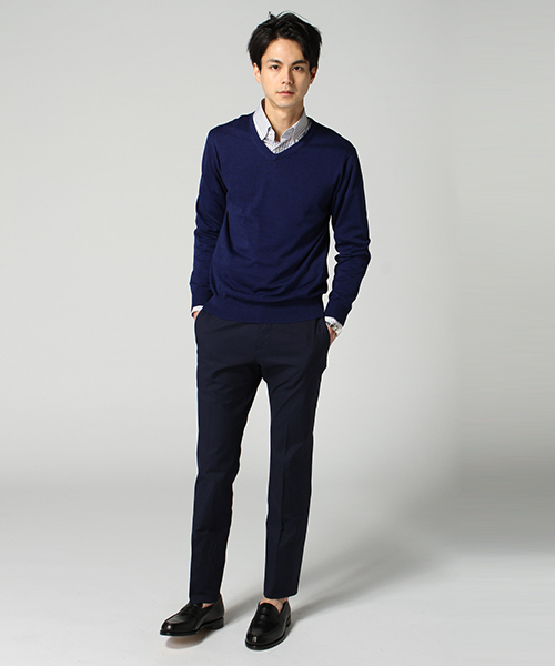 EDIFICE（エディフィス）の「◇16GG Vネックニット（ニット/セーター・メンズ・ネイビー/ホワイト/グリーン/イエロー・46/44/48）」の18枚目の写真