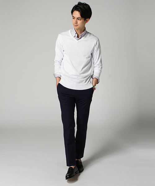 EDIFICE（エディフィス）の「◇16GG Vネックニット（ニット/セーター・メンズ・ネイビー/ホワイト/グリーン/イエロー・46/44/48）」の19枚目の写真