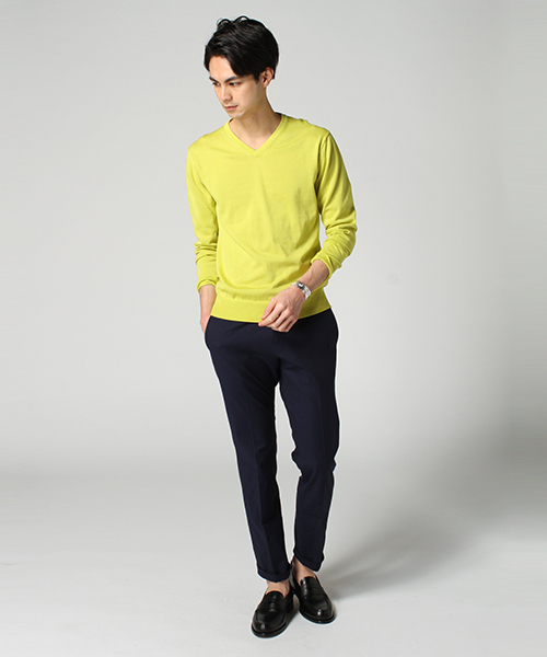 EDIFICE（エディフィス）の「◇16GG Vネックニット（ニット/セーター・メンズ・ネイビー/ホワイト/グリーン/イエロー・46/44/48）」の21枚目の写真