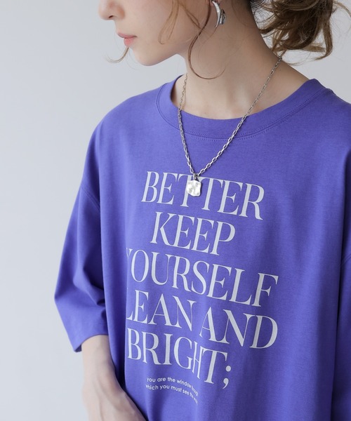 frames RAY CASSIN(フレームスレイカズン)の「WEB限定.シルケット風天竺ロゴTシャツ(Tシャツ/カットソー・レディース・スミクロ/オフホワイト/ブルー・FREE)」の1枚目の写真