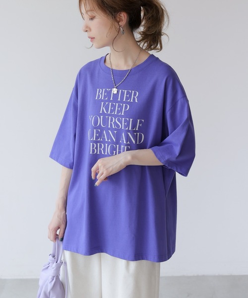 frames RAY CASSIN(フレームスレイカズン)の「WEB限定.シルケット風天竺ロゴTシャツ(Tシャツ/カットソー・レディース・スミクロ/オフホワイト/ブルー・FREE)」の15枚目の写真