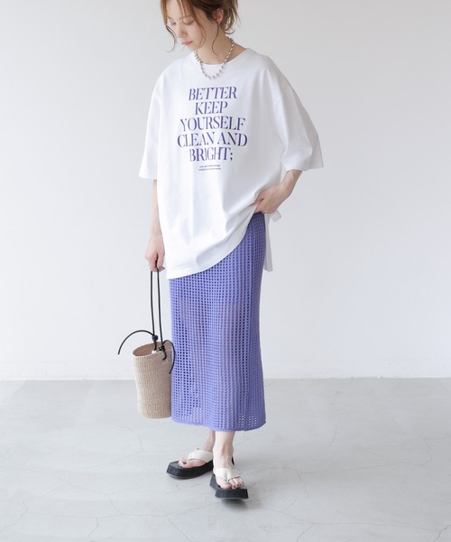 frames RAY CASSIN(フレームスレイカズン)の「WEB限定.シルケット風天竺ロゴTシャツ(Tシャツ/カットソー・レディース・スミクロ/オフホワイト/ブルー・FREE)」の19枚目の写真