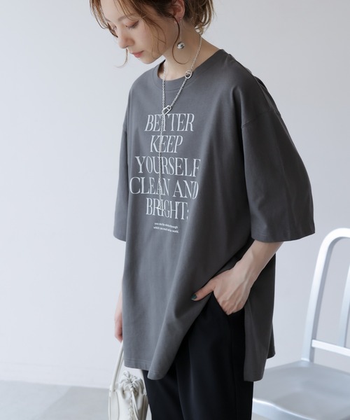 frames RAY CASSIN(フレームスレイカズン)の「WEB限定.シルケット風天竺ロゴTシャツ(Tシャツ/カットソー・レディース・スミクロ/オフホワイト/ブルー・FREE)」の10枚目の写真