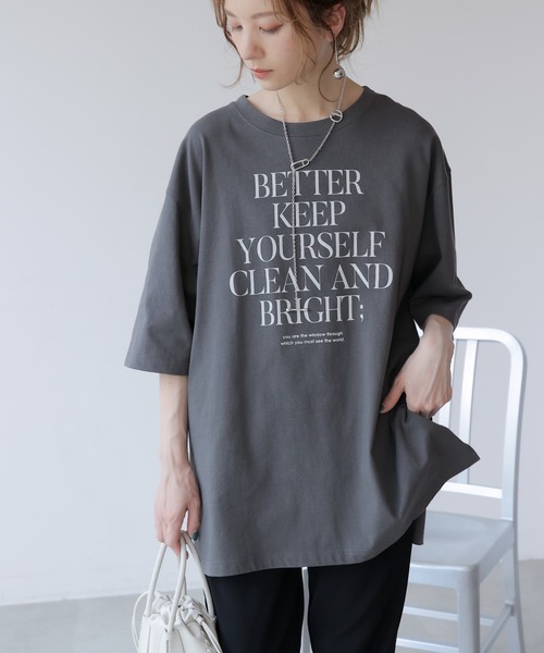 frames RAY CASSIN(フレームスレイカズン)の「WEB限定.シルケット風天竺ロゴTシャツ(Tシャツ/カットソー・レディース・スミクロ/オフホワイト/ブルー・FREE)」の13枚目の写真