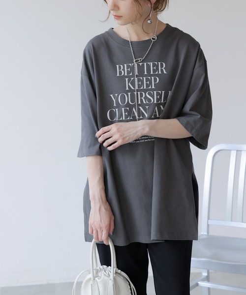 frames RAY CASSIN(フレームスレイカズン)の「WEB限定.シルケット風天竺ロゴTシャツ(Tシャツ/カットソー・レディース・スミクロ/オフホワイト/ブルー・FREE)」の14枚目の写真