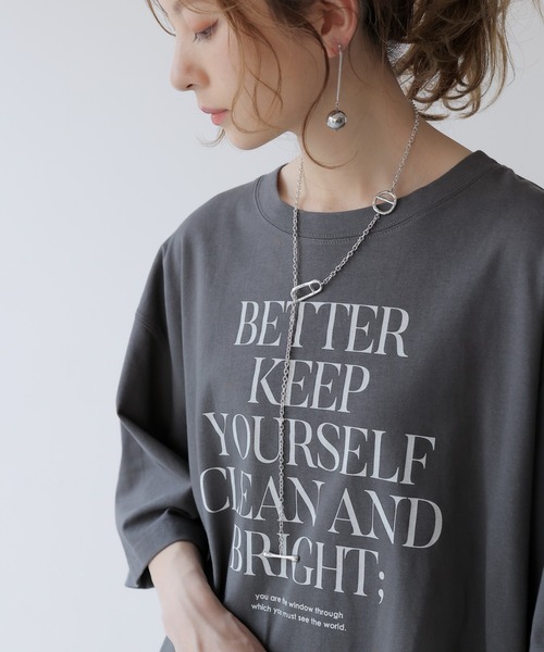 frames RAY CASSIN(フレームスレイカズン)の「WEB限定.シルケット風天竺ロゴTシャツ(Tシャツ/カットソー・レディース・スミクロ/オフホワイト/ブルー・FREE)」の9枚目の写真