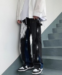 【NOWLE】ストレート ペイント ワイド デニム パンツ