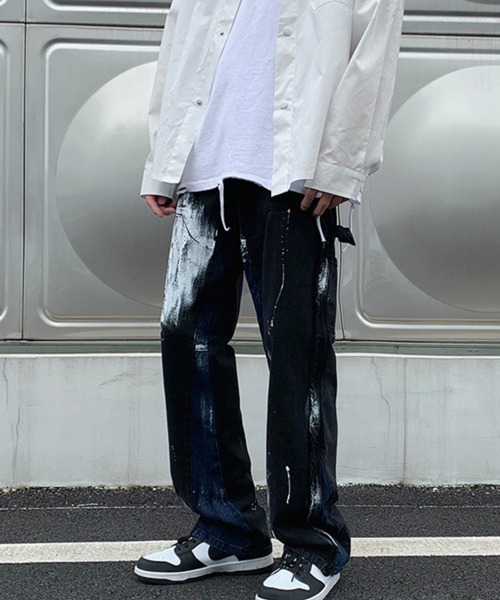 NOWLE（ノウル）の「【NOWLE】ストレート ペイント ワイド デニム パンツ（デニムパンツ・メンズ・ブラック・MEDIUM/LARGE/X-LARGE/XX-LARGE）」の16枚目の写真