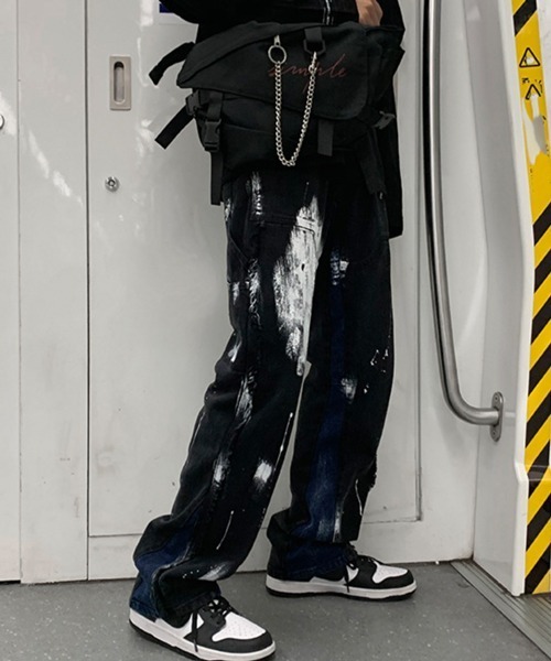 NOWLE（ノウル）の「【NOWLE】ストレート ペイント ワイド デニム パンツ（デニムパンツ・メンズ・ブラック・MEDIUM/LARGE/X-LARGE/XX-LARGE）」の18枚目の写真