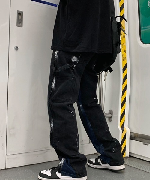 NOWLE（ノウル）の「【NOWLE】ストレート ペイント ワイド デニム パンツ（デニムパンツ・メンズ・ブラック・MEDIUM/LARGE/X-LARGE/XX-LARGE）」の7枚目の写真