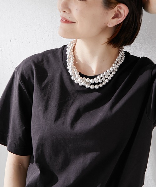 ear PAPILLONNER(イアパピヨネ)の「マットラウンド3連ネックレス(ネックレス・レディース・シルバー系その他3/ゴールド系その他2・FREE)」の10枚目の写真