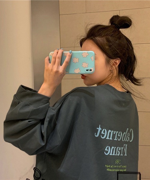 Chaco closet(チャコ クローゼット)の「オーバーサイズ配色バックプリントTシャツ(Tシャツ/カットソー・レディース・チャコール/ホワイト/パープル・FREE)」の11枚目の写真
