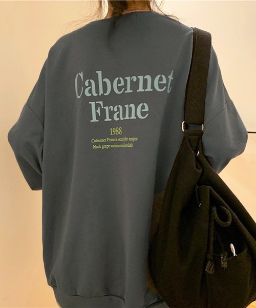 Chaco closet(チャコ クローゼット)の「オーバーサイズ配色バックプリントTシャツ(Tシャツ/カットソー・レディース・チャコール/ホワイト/パープル・FREE)」の16枚目の写真