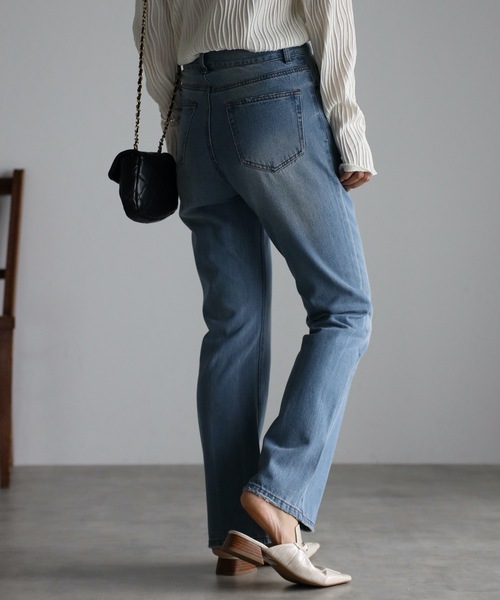 ap retro（アプレトロ）の「【apretro】美脚パンツ セミフレアストレートデニムPT（デニムパンツ・レディース・ブラック/インディゴブルー/ブルー・SMALL/MEDIUM/LARGE）」の20枚目の写真