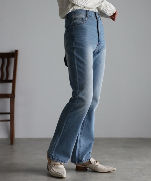 ap retro（アプレトロ）の「【apretro】美脚パンツ セミフレアストレートデニムPT（デニムパンツ・レディース・ブラック/インディゴブルー/ブルー・SMALL/MEDIUM/LARGE）」の19枚目の写真