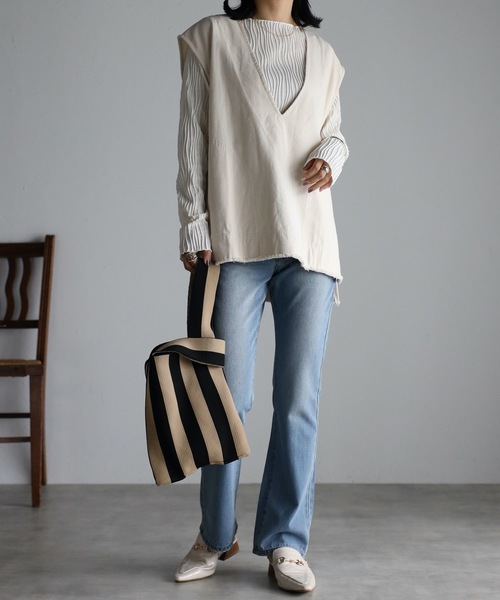 ap retro（アプレトロ）の「【apretro】美脚パンツ セミフレアストレートデニムPT（デニムパンツ・レディース・ブラック/インディゴブルー/ブルー・SMALL/MEDIUM/LARGE）」の21枚目の写真