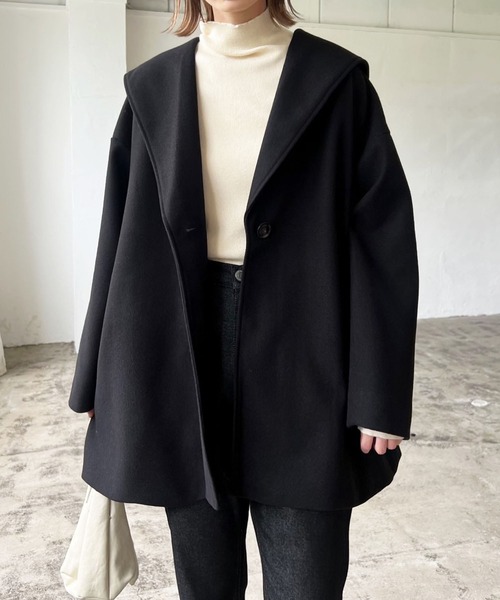 LIAN（リアン）の「セーラーカラーミドルコート（その他アウター・レディース・モカ/キャメル/ブラック/杢グレー/アイボリー・FREE）」の12枚目の写真