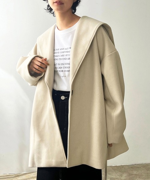 LIAN（リアン）の「セーラーカラーミドルコート（その他アウター・レディース・モカ/キャメル/ブラック/杢グレー/アイボリー・FREE）」の19枚目の写真