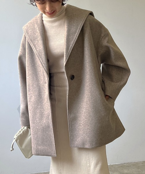 LIAN（リアン）の「セーラーカラーミドルコート（その他アウター・レディース・モカ/キャメル/ブラック/杢グレー/アイボリー・FREE）」の9枚目の写真