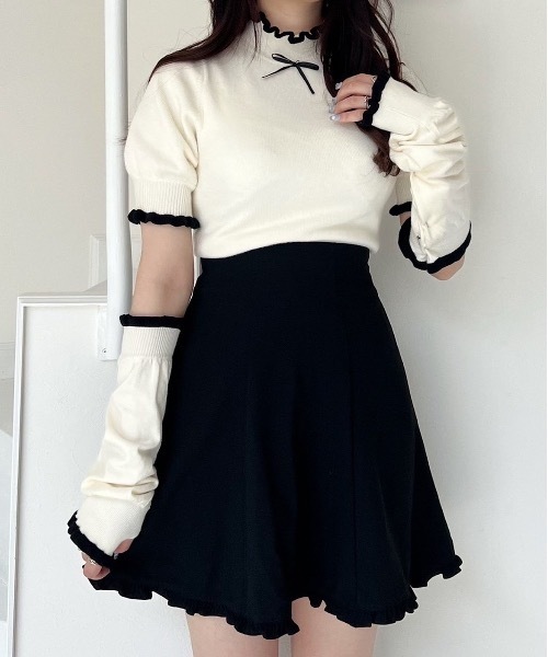 TITTY&CO.（ティティーアンドコー）の「【TITTY&CO.】ハイネックリボンニット×アームウォーマーセット（ニット/セーター・レディース・ホワイト/ピンクベージュ/ブラック・FREE）」の13枚目の写真