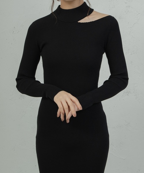 qumerry.（キュメリ）の「カットデザインニットワンピース（ワンピース・レディース・グレー系その他/ブラック・SMALL/MEDIUM）」の12枚目の写真