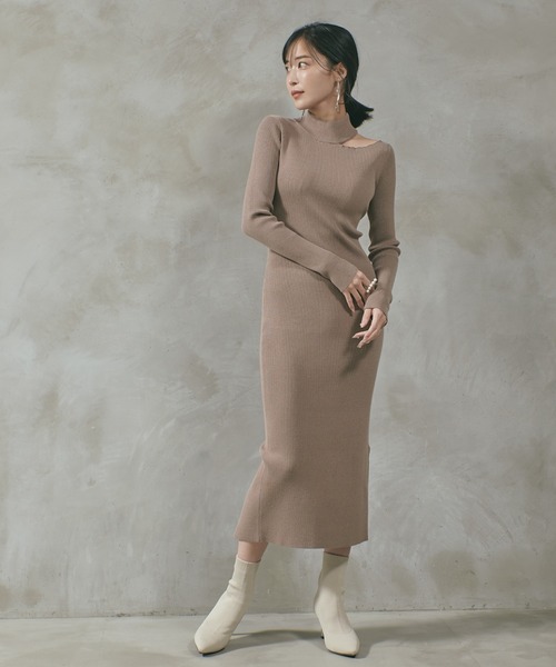 qumerry.（キュメリ）の「カットデザインニットワンピース（ワンピース・レディース・グレー系その他/ブラック・SMALL/MEDIUM）」の17枚目の写真