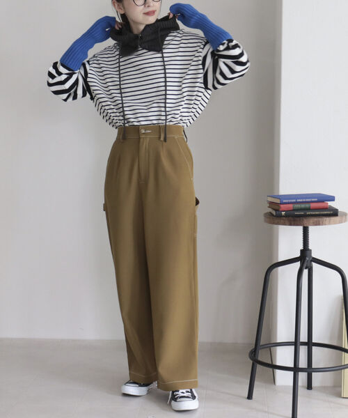 fredy emue（フレディエミュ）の「ダブルクロス ペインターパンツ（その他パンツ・レディース・ブラック/オリーブ・38/36）」の7枚目の写真