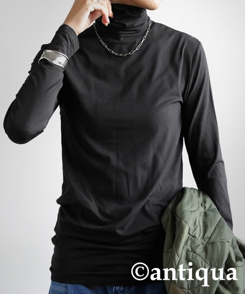 antiqua(アンティカ)の「ヒートハイネックメロウトップス(Tシャツ/カットソー・レディース・ホワイト系その他/カーキ/ブラック系その他/グレー・FREE/L)」の17枚目の写真