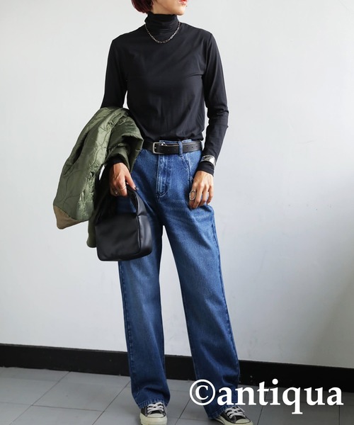 antiqua(アンティカ)の「ヒートハイネックメロウトップス(Tシャツ/カットソー・レディース・ホワイト系その他/カーキ/ブラック系その他/グレー・FREE/L)」の18枚目の写真