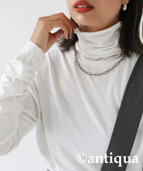 antiqua(アンティカ)の「ヒートハイネックメロウトップス(Tシャツ/カットソー・レディース・ホワイト系その他/カーキ/ブラック系その他/グレー・FREE/L)」の14枚目の写真