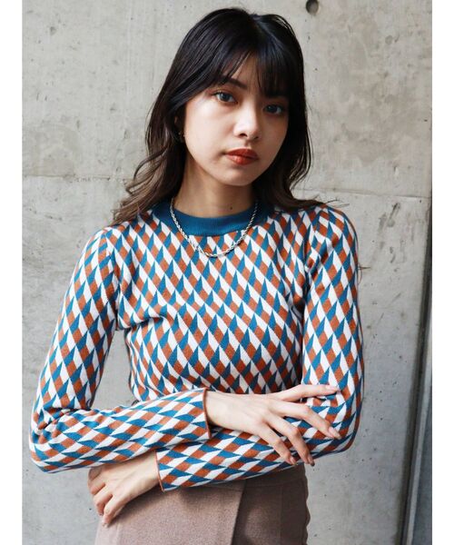 MURUA（ムルーア）の「ジオメタイトニット（ニット/セーター・レディース・ブラック/オレンジ/パープル・FREE）」の17枚目の写真