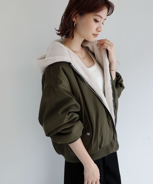 ZARAリバーシブルフ―ド付きMA―1型ファ―ブルゾン ZARA リバーシブルブルゾン ma1 ファー - メルカリ