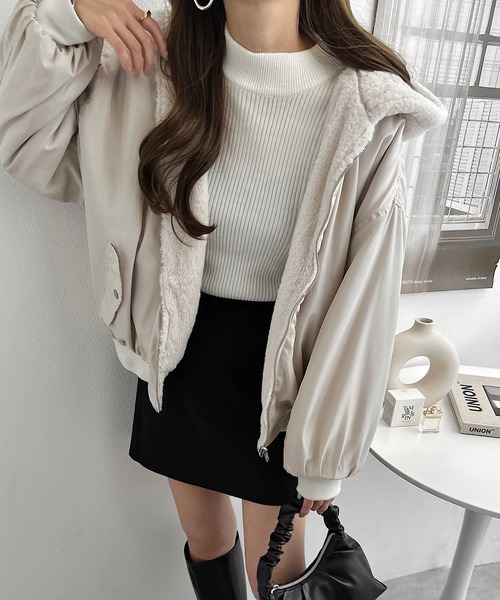 新色追加】リバーシブルフード付きMA-1ファーブルゾン（ブルゾン