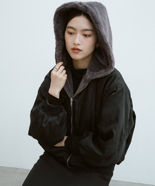 セール】【新色追加】リバーシブルフード付きMA-1ファーブルゾン