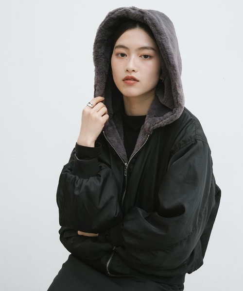 新色追加】リバーシブルフード付きMA-1ファーブルゾン（ブルゾン