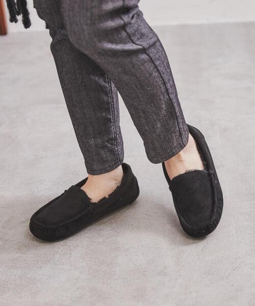 coen（コーエン）の「撥水フェイクファーモカシン（モカシン/デッキシューズ・レディース・グレー/ブラック・S/M/L/XL）」の3枚目の写真