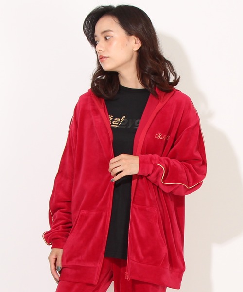 BABYDOLL(ベビードール)の「親子お揃い パイピングベロアジップパーカー 7100A (ボトム別売り)(パーカー・レディース・レッド/ブラック/モスグリーン・S/L/M/XL)」の7枚目の写真