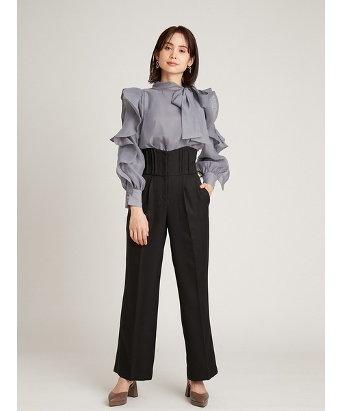 SNIDEL(スナイデル)の「バックレースアップハイウエストパンツ(その他パンツ・レディース・ブルー/ブラック/モカ・0/1)」の6枚目の写真
