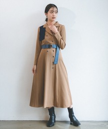 バイカラートレンチワンピース