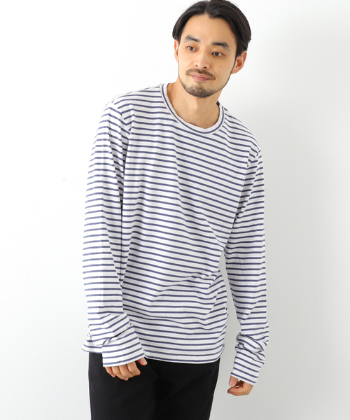 SAVE KHAKI UNITED(セーブカーキユナイテッド)の「SAVE KHAKI UNITED L/S ORGANIC COTTON HEMP STRIPE CREW(Tシャツ/カットソー・メンズ・ホワイト・LARGE/X-LARGE)」の2枚目の写真