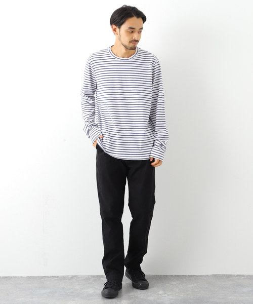 SAVE KHAKI UNITED(セーブカーキユナイテッド)の「SAVE KHAKI UNITED L/S ORGANIC COTTON HEMP STRIPE CREW(Tシャツ/カットソー・メンズ・ホワイト・LARGE/X-LARGE)」の4枚目の写真