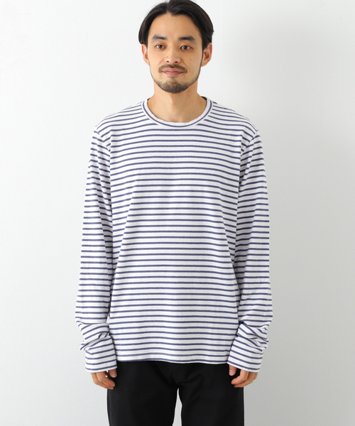 SAVE KHAKI UNITED(セーブカーキユナイテッド)の「SAVE KHAKI UNITED L/S ORGANIC COTTON HEMP STRIPE CREW(Tシャツ/カットソー・メンズ・ホワイト・LARGE/X-LARGE)」の7枚目の写真