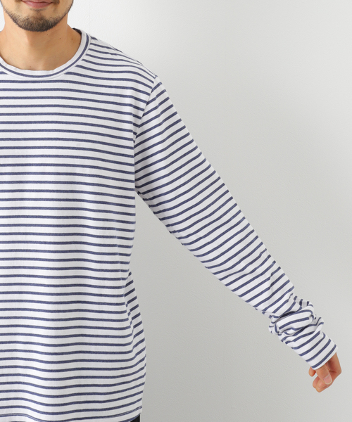 SAVE KHAKI UNITED(セーブカーキユナイテッド)の「SAVE KHAKI UNITED L/S ORGANIC COTTON HEMP STRIPE CREW(Tシャツ/カットソー・メンズ・ホワイト・LARGE/X-LARGE)」の6枚目の写真
