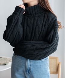 WEGO/ケーブルタートルニット