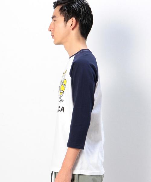 coen(コーエン)の「PARKIES(パーキーズ)SANTA MONICAプリント7分袖ラグランTシャツ(Tシャツ/カットソー・メンズ・ネイビー・LARGE/SMALL/MEDIUM/X-LARGE)」の4枚目の写真